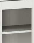 72" Off White Solid Wood Adjustable Six Tier Library Bookcase with Four Doors