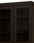 72" Espresso Solid Wood Adjustable Six Tier Library Bookcase with Four Doors