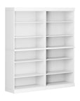 72" White Solid Wood Adjustable Twelve Tier Library Bookcase