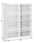72" White Solid Wood Adjustable Twelve Tier Library Bookcase