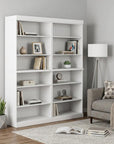 72" White Solid Wood Adjustable Twelve Tier Library Bookcase