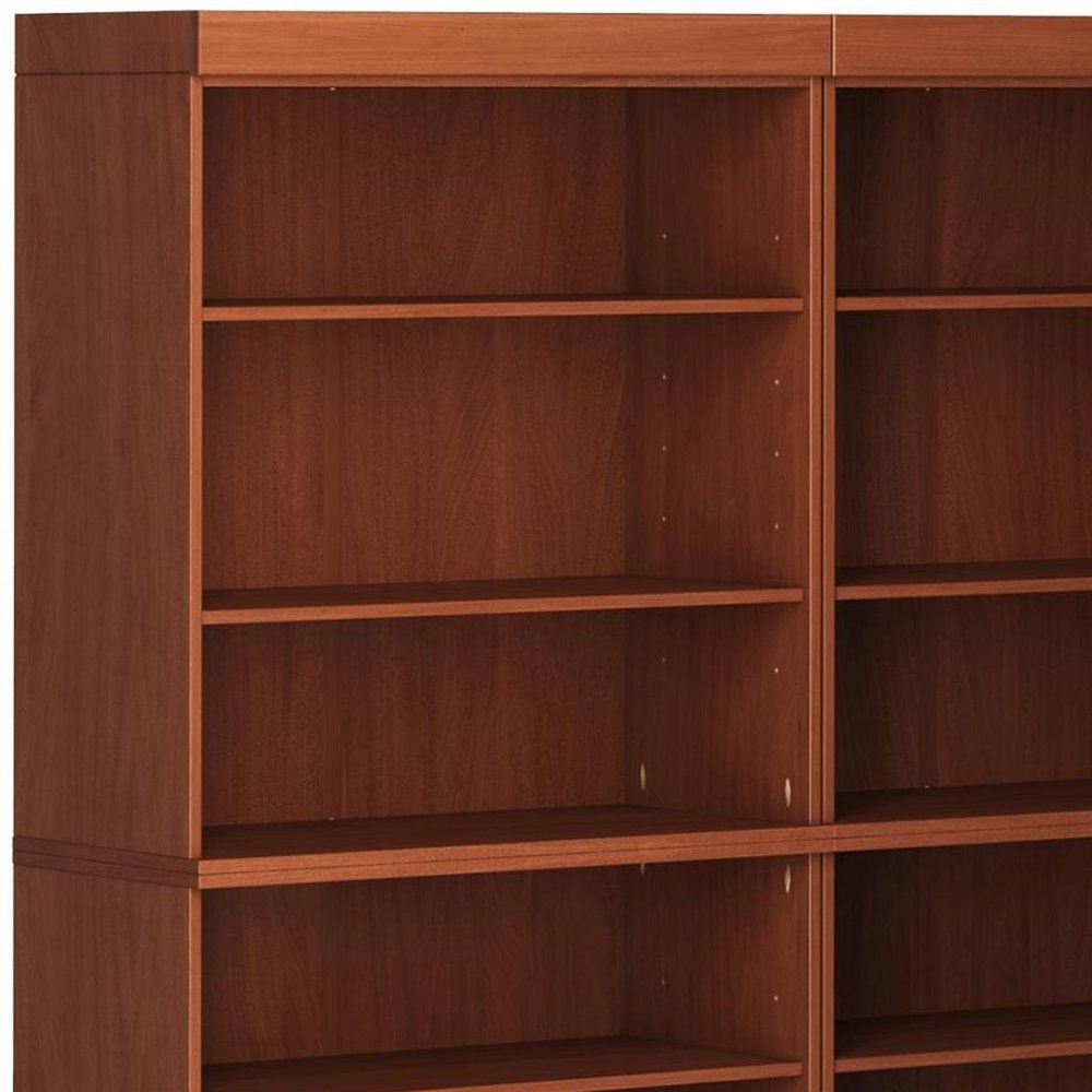 72" Coffee Solid Wood Adjustable Twelve Tier Library Bookcase