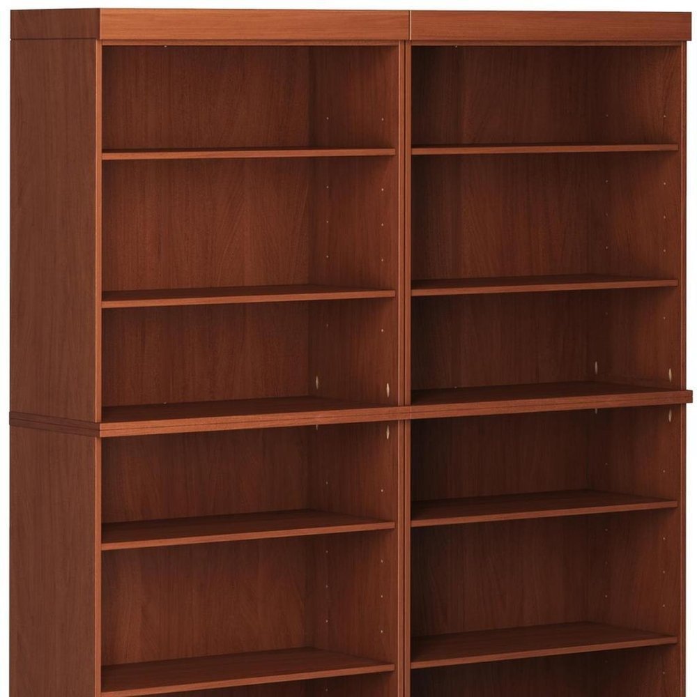 72" Coffee Solid Wood Adjustable Twelve Tier Library Bookcase