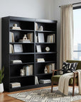 72" Black Solid Wood Adjustable Twelve Tier Library Bookcase
