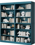 72" Teal Blue Solid Wood Adjustable Twelve Tier Library Bookcase