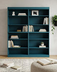 72" Teal Blue Solid Wood Adjustable Twelve Tier Library Bookcase