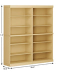 72" Yellow Solid Wood Adjustable Twelve Tier Library Bookcase