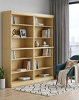 72" Yellow Solid Wood Adjustable Twelve Tier Library Bookcase