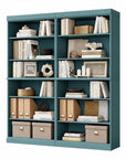 72" Aqua Solid Wood Adjustable Twelve Tier Library Bookcase