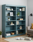 72" Aqua Solid Wood Adjustable Twelve Tier Library Bookcase