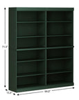 72" Green Solid Wood Adjustable Twelve Tier Library Bookcase