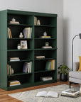 72" Green Solid Wood Adjustable Twelve Tier Library Bookcase