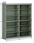 72" Sage Solid Wood Adjustable Twelve Tier Library Bookcase