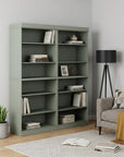 72" Sage Solid Wood Adjustable Twelve Tier Library Bookcase