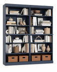 72" French Blue Solid Wood Adjustable Twelve Tier Library Bookcase