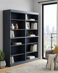 72" French Blue Solid Wood Adjustable Twelve Tier Library Bookcase