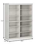 72" Off White Solid Wood Adjustable Twelve Tier Library Bookcase
