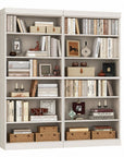 72" Off White Solid Wood Adjustable Twelve Tier Library Bookcase