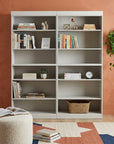 72" Off White Solid Wood Adjustable Twelve Tier Library Bookcase
