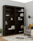 72" Espresso Solid Wood Adjustable Twelve Tier Library Bookcase