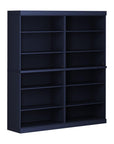 72" Navy Blue Solid Wood Adjustable Twelve Tier Library Bookcase