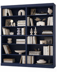 72" Navy Blue Solid Wood Adjustable Twelve Tier Library Bookcase
