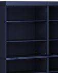 72" Navy Blue Solid Wood Adjustable Twelve Tier Library Bookcase