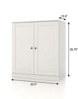 32" White Solid Wood Shaker Style Double Door Linen Cabinet