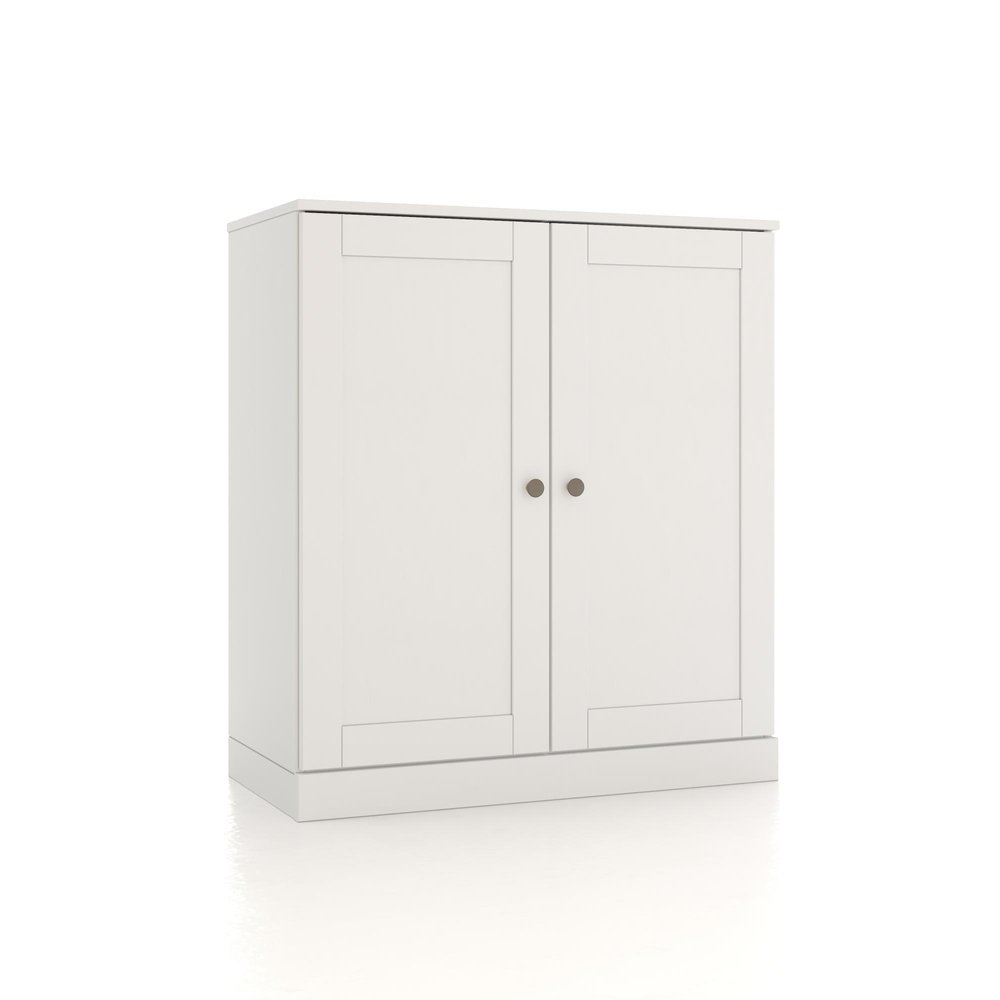 32" White Solid Wood Shaker Style Double Door Linen Cabinet