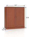32" White Solid Wood Shaker Style Double Door Linen Cabinet