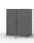 32" White Solid Wood Shaker Style Double Door Linen Cabinet