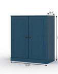 32" White Solid Wood Shaker Style Double Door Linen Cabinet