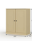 32" White Solid Wood Shaker Style Double Door Linen Cabinet