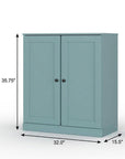 32" White Solid Wood Shaker Style Double Door Linen Cabinet