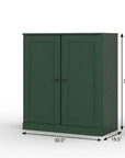 32" White Solid Wood Shaker Style Double Door Linen Cabinet