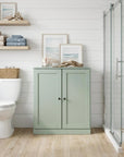 32" White Solid Wood Shaker Style Double Door Linen Cabinet