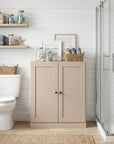 32" White Solid Wood Shaker Style Double Door Linen Cabinet