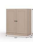 32" White Solid Wood Shaker Style Double Door Linen Cabinet