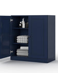 32" White Solid Wood Shaker Style Double Door Linen Cabinet