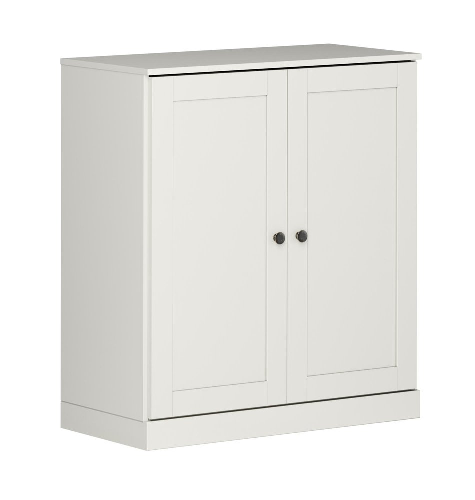 32" White Solid Wood Shaker Style Double Door Linen Cabinet