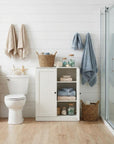 32" White Solid Wood Shaker Style Double Door Linen Cabinet