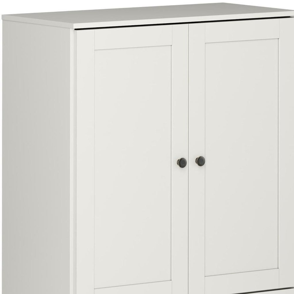 32" White Solid Wood Shaker Style Double Door Linen Cabinet