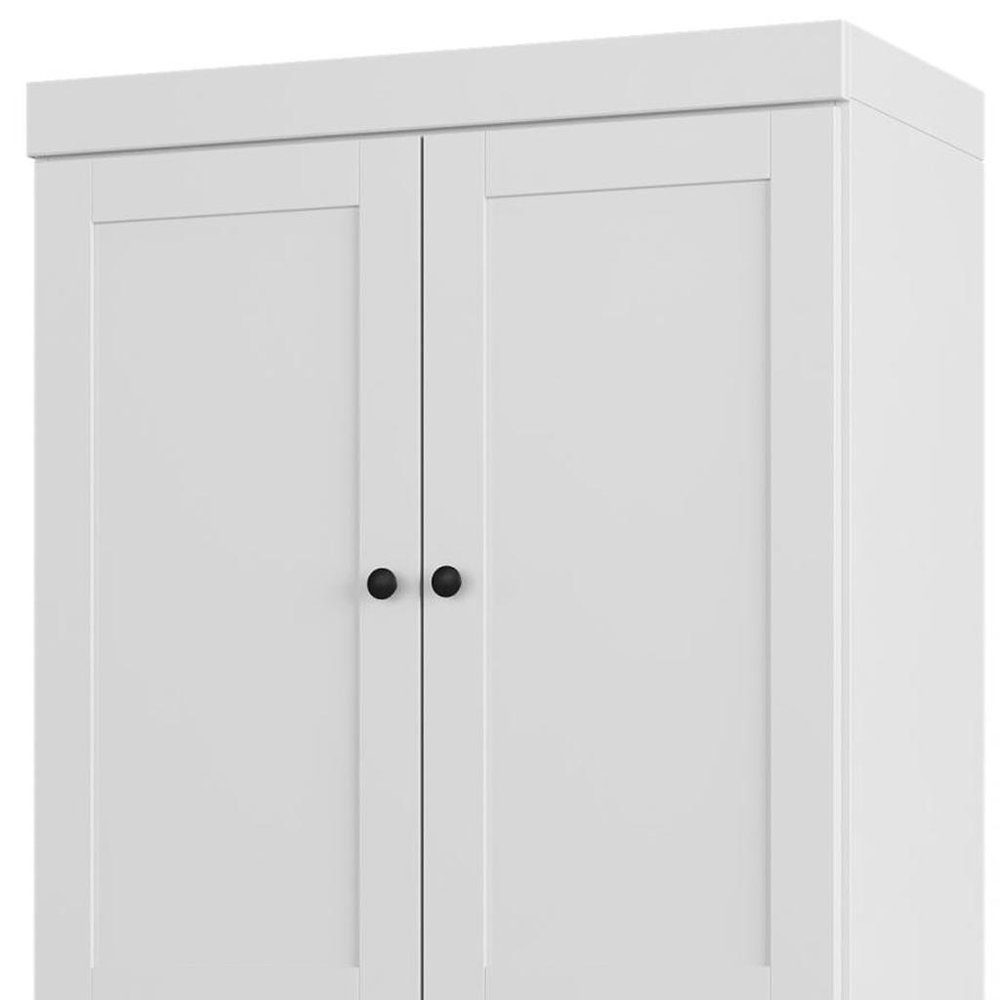 32" White Solid Wood Four Door Linen Cabinet