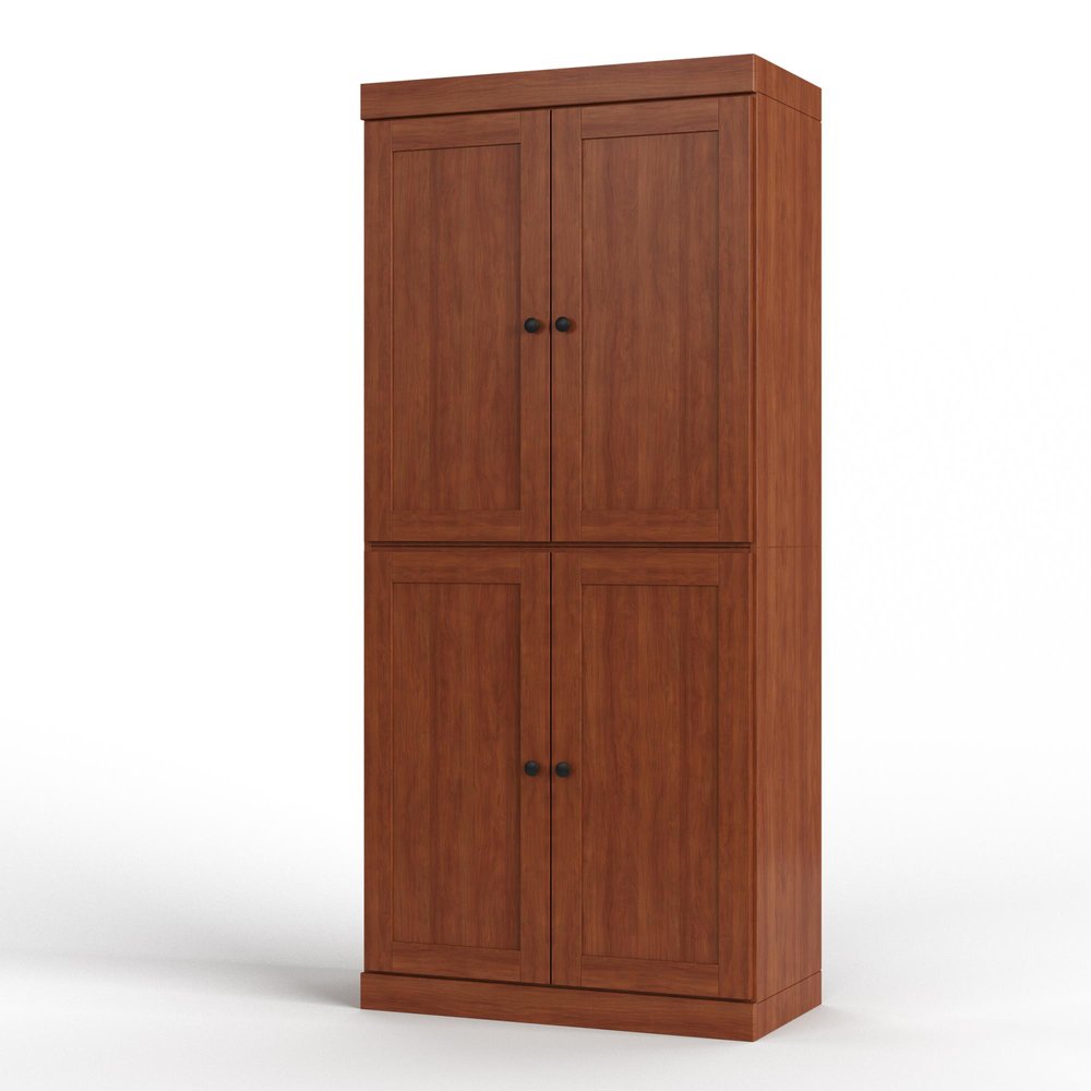 32" Coffee Solid Wood Four Door Linen Cabinet