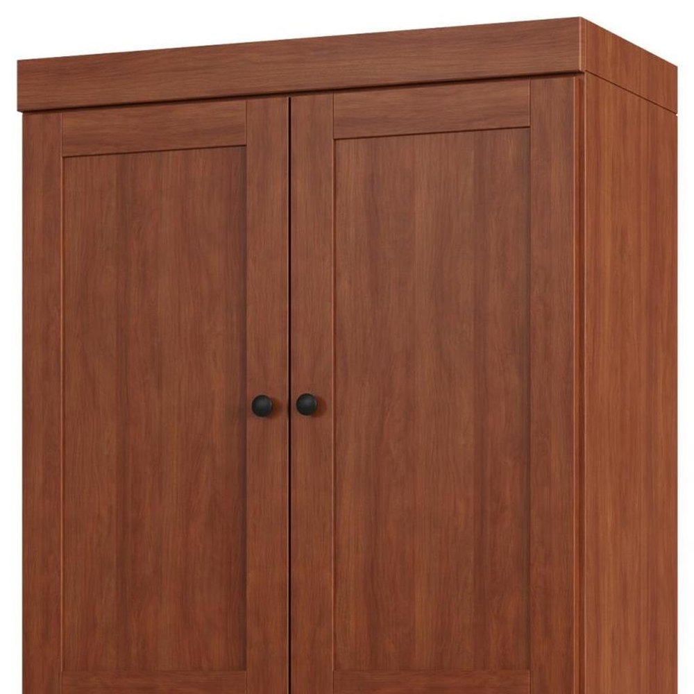 32" Coffee Solid Wood Four Door Linen Cabinet