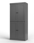 32" Gray Solid Wood Four Door Linen Cabinet