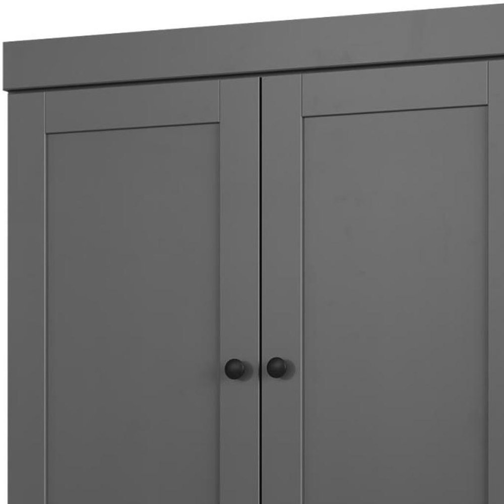 32" Gray Solid Wood Four Door Linen Cabinet