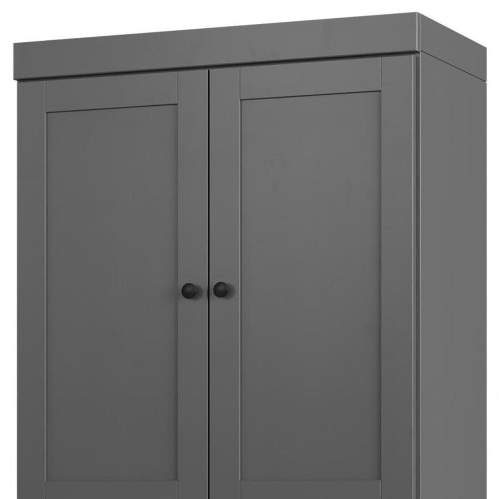 32" Gray Solid Wood Four Door Linen Cabinet
