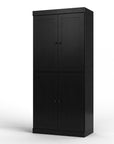 32" Black Solid Wood Four Door Linen Cabinet