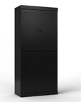 32" Black Solid Wood Four Door Linen Cabinet